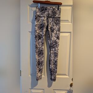 Lululemon Athletica Black and White Floral Leggings